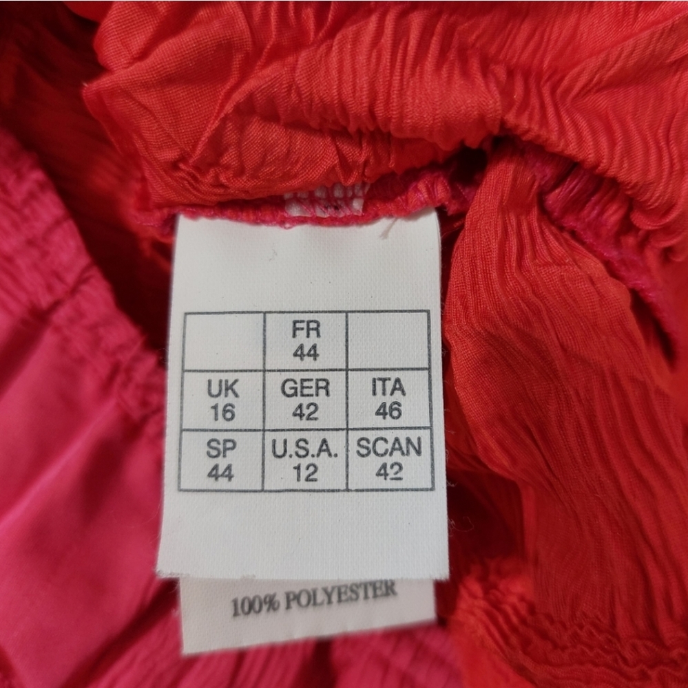 Lëiko Made in France Pink Crinkle Finish Asymmetric Midi Skirt Women's Size 12 - Picture 5 of 8